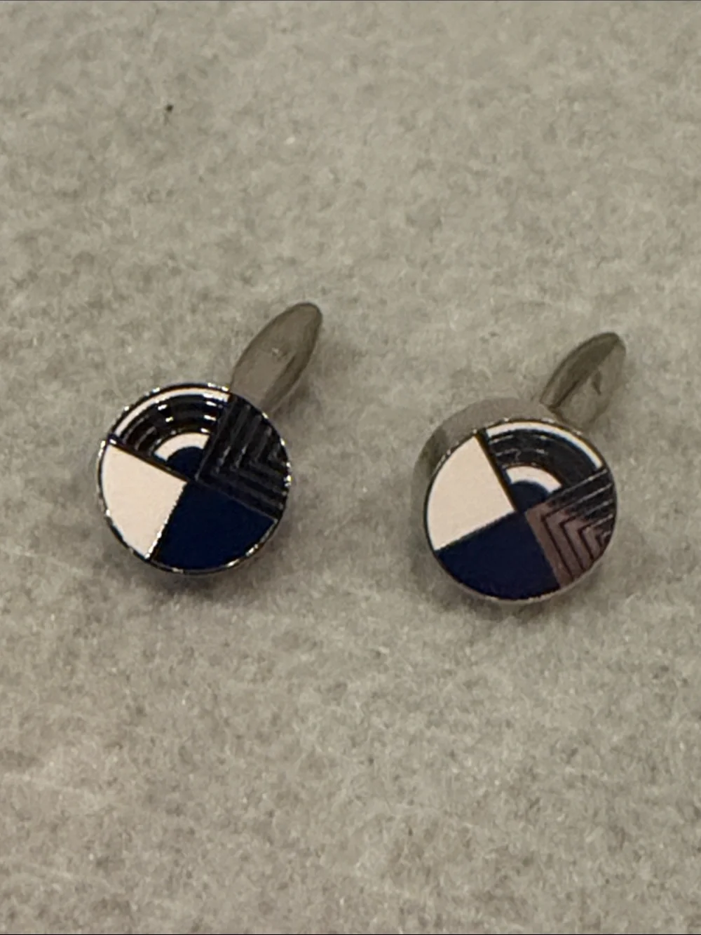 ACME Studio Frank Lloyd Wright Round Geometric Enamel Cufflinks in Navy & White